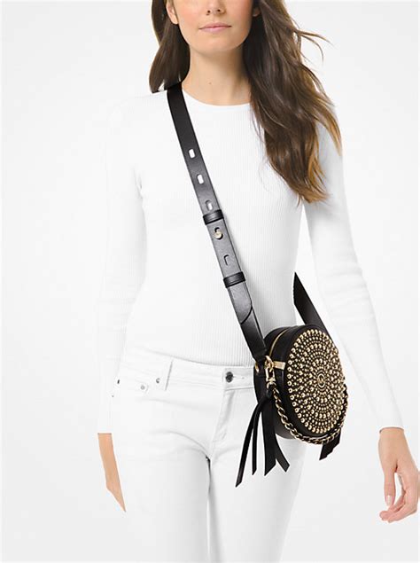 michael kors delancey|Delancey Medium Studded Leather Canteen Crossbody Bag.